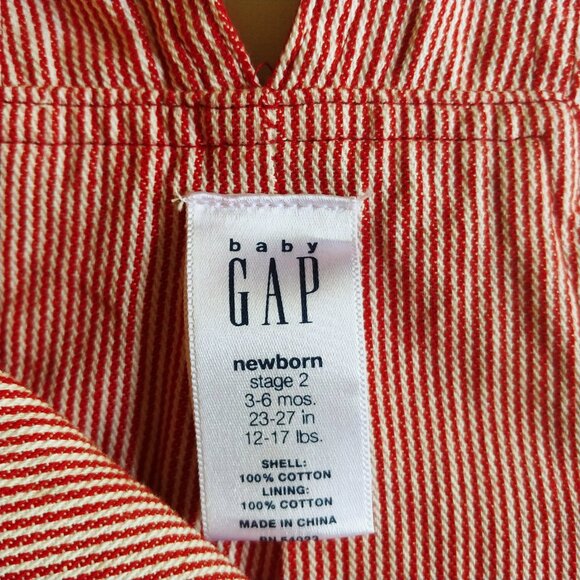 Vintage Gap Red Striped Lined Overalls size 3-6 Months - Picture 12 of 13